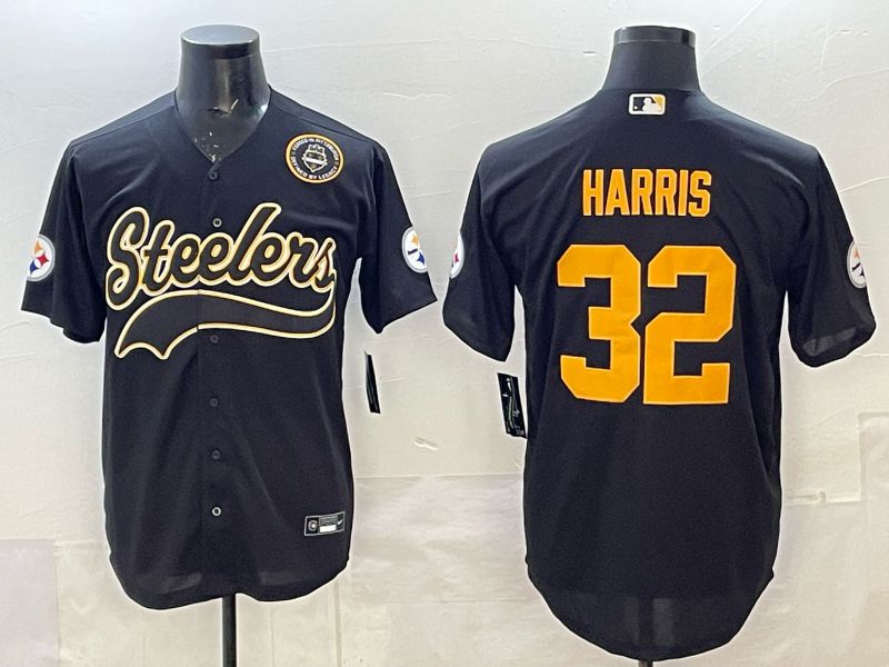 Men 2025 Pittsburgh Steelers #32 Harris black 3th generation Joint Name Nike Limited NFL Jersey style 06